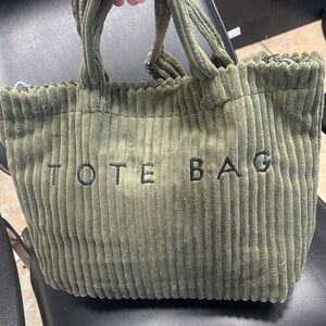 TOTE BAG Olive Green Corduroy Tote Bag